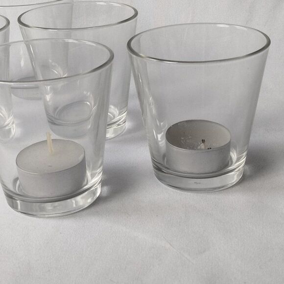 Set of 6 Clear Glass Cocktail Shot Glass or Votive Candle holders Vintage - Picture 2 of 5